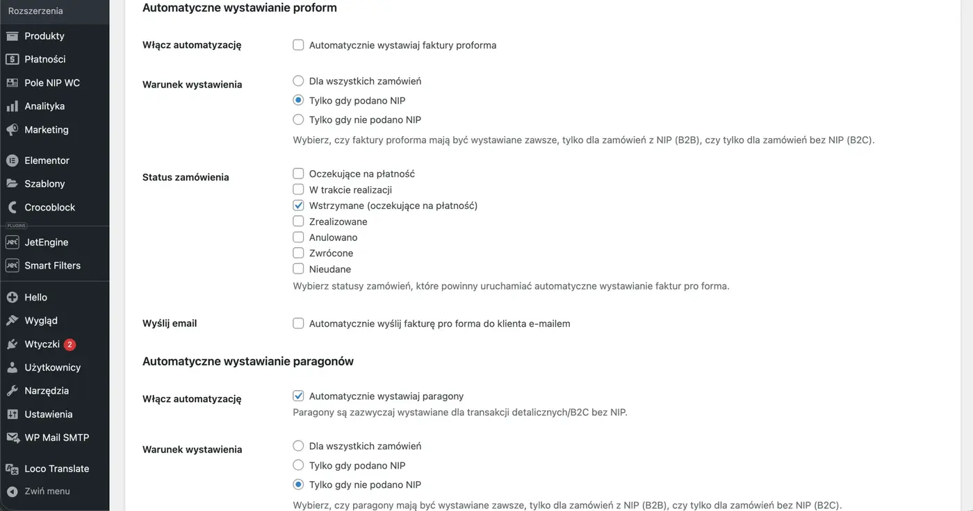 Automatyczne wystawianie proform po zmianie statusu zamówienia